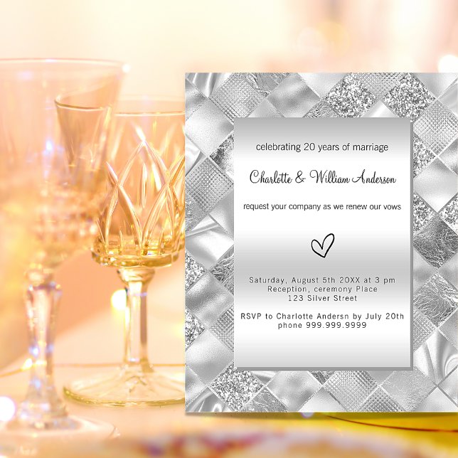 Silver vow renewal wedding budget invitation (Creator Uploaded)