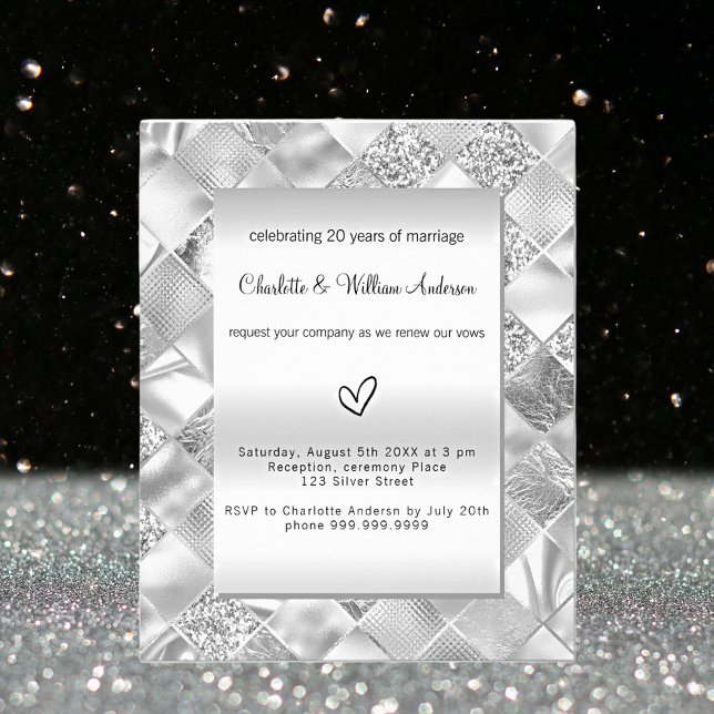 Silver vow renewal wedding budget invitation flyer (Creator Uploaded)