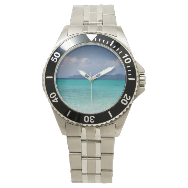 Silver Watch with Caribbean Scene (Front)