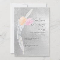  Silver Watercolor Pink Tulip Bridal Shower