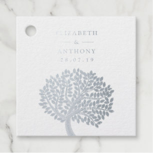 Silver Watercolor Tree Wedding Favour Tags
