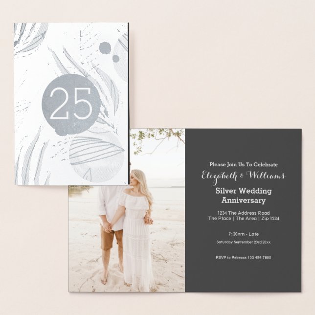 Silver Wedding 25th Anniversary Foil Card (Display)