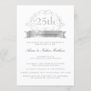 Silver Wedding 25th Anniversary Invitations