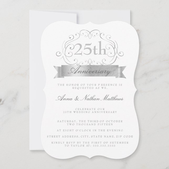 Silver Wedding 25th Anniversary Invite (Front)