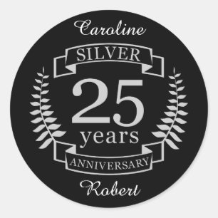 Silver wedding anniversary 25 years classic round sticker