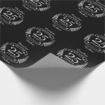 Silver wedding anniversary 25 years wrapping paper<br><div class="desc">A design to celebrate 25 years of marriage. This design has a silver (grey) coloured laurel design on a black background. Silver is the traditional gift for this occasion. The text reads Silver 25 years anniversary. A romantic design to celebrate your 25th year of marriage. If you would like any...</div>