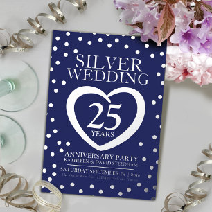 Silver wedding anniversary 25th party navy silver