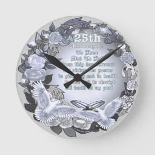 Silver Wedding Anniversary Clock