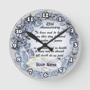 Silver Wedding Anniversary Clock