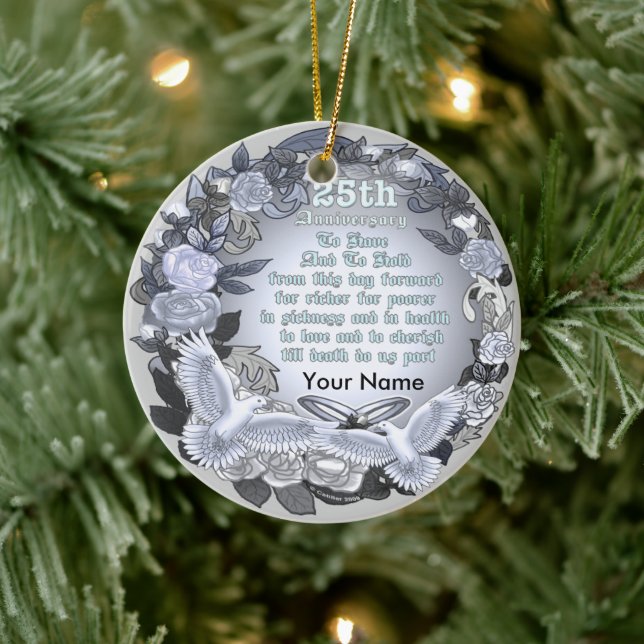 Silver Wedding Anniversary custom Ornament (Tree)