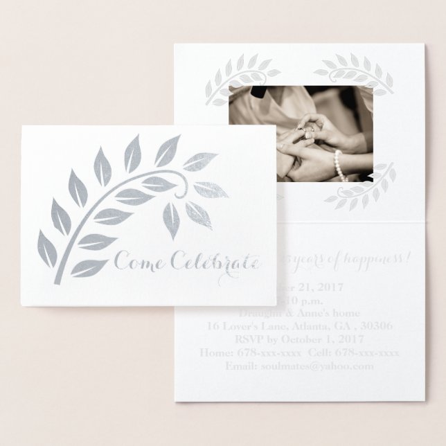 Silver Wedding Anniversary Custom Photo Invitation (Display)