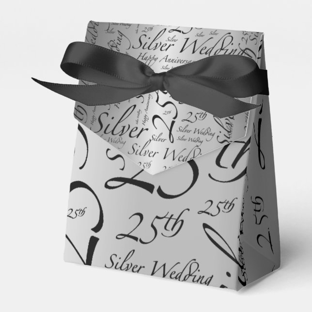 Silver Wedding Anniversary Favour Box (Front Side)