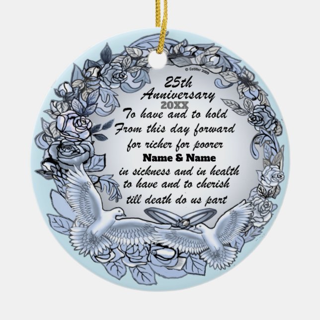 Silver Wedding Anniversary ornament  (Front)