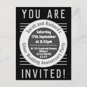 Silver Wedding Anniversary Party Invitation Postca Postcard