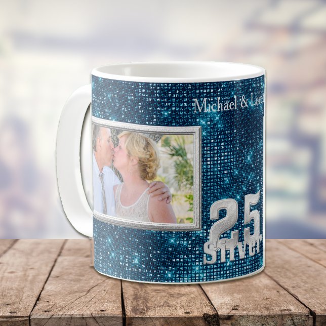 Silver Wedding Anniversary Photo Template Coffee Mug (Creator Uploaded)