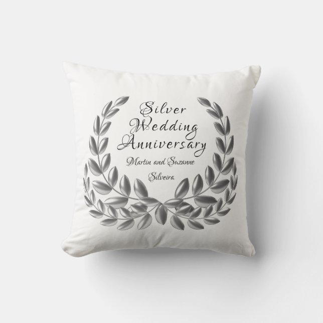 Silver Wedding Anniversary Pillow (Front)