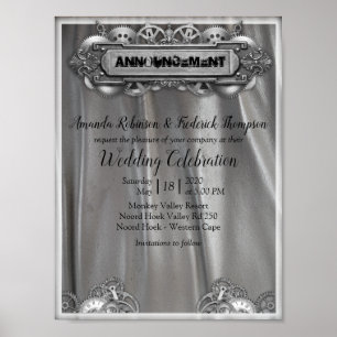 Silver Wedding Announcement Poster