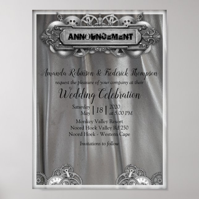 Silver Wedding Announcement Poster (Front)