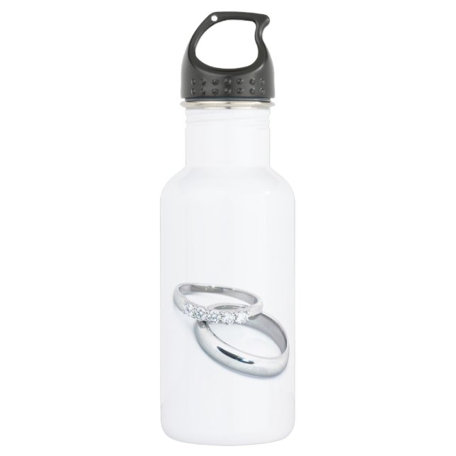 Silver Wedding Bands Save the Date 532 Ml Water Bottle (Front)