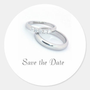 Silver Wedding Bands Save the Date Classic Round Sticker