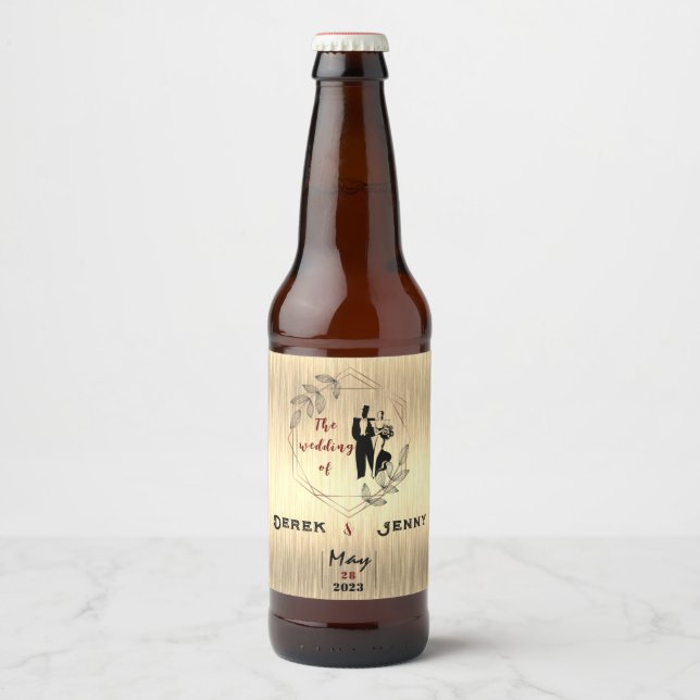 Silver Wedding Beer Bottle Label (Front)
