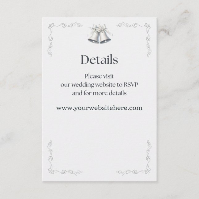 Silver Wedding Bells Website Details Enclosure Card (Front)