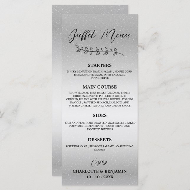 Silver Wedding Buffet Menu  (Front/Back)