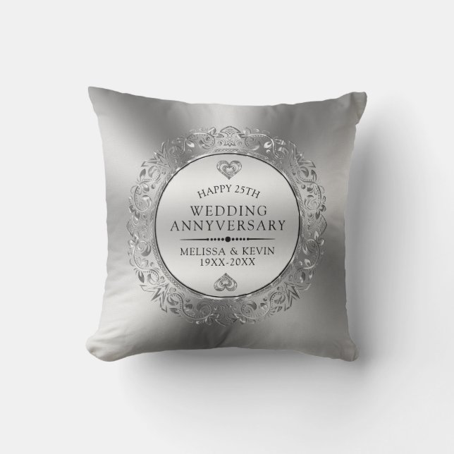 Silver wedding floral mandala cushion (Front)