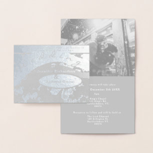 Silver Wedding Invitation w/Custom Blk&Wht.Photo