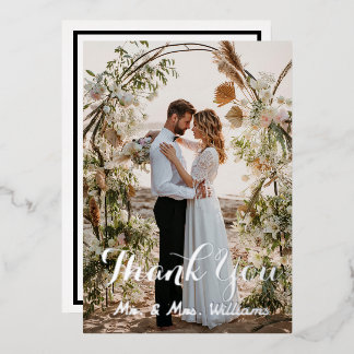 Silver Wedding Photo Flat Thank You Cards