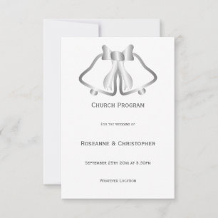 Silver Wedding Program Bells And Ribbon