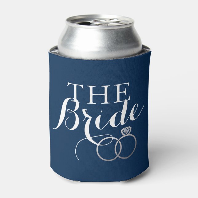 Silver Wedding Rings Bride Custom Can Cooler (Can Front)