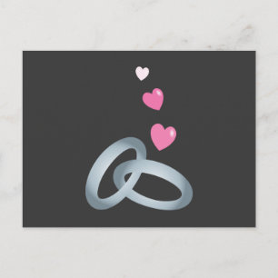 Silver wedding rings marriage postcard