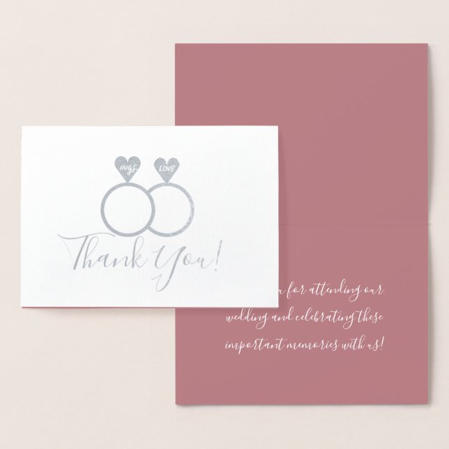 Silver Wedding Rings Thank You Foil Card (Display)