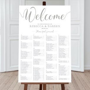 Silver Wedding Seating Chart Alphabetical names