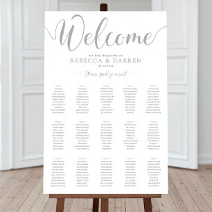 Silver Wedding Seating Chart with 15 tables