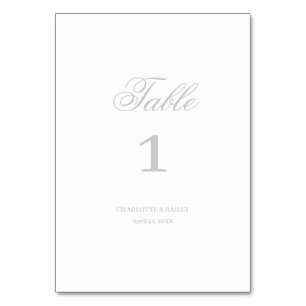 Silver Wedding Table Number