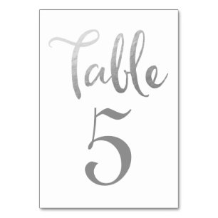 Silver Wedding Table Number Typography Cards