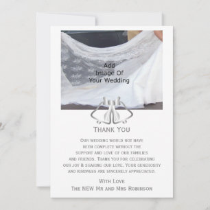 Silver Wedding Thank You Card Bells And Ribbon
