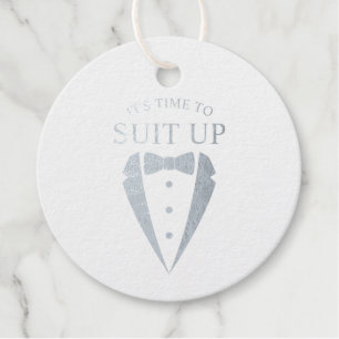 Silver Wedding Tuxedo Suit Groomsman Proposal Favour Tags