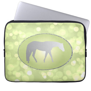 Silver Western Pleasure Horse on Green Brokeh Laptop Sleeve