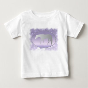 Silver Western Pleasure Horse on Lavender Brokeh Baby T-Shirt