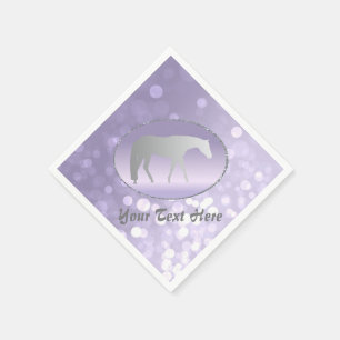 Silver Western Pleasure Horse on Purple Brokeh Napkin