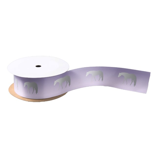 Silver Western Pleasure Horses on Purple Satin Ribbon (Spool)