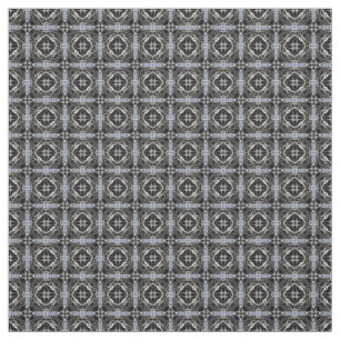 Silver, White, and Black Tiled Pattern Fabric