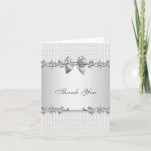 Silver White Baby Shower Gift Thank You Card