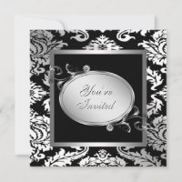 Silver White Black Damask Party