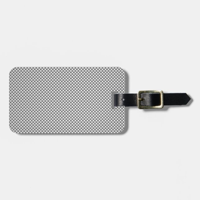 Silver White Carbon Fibre Print Luggage Tag (Front Horizontal)