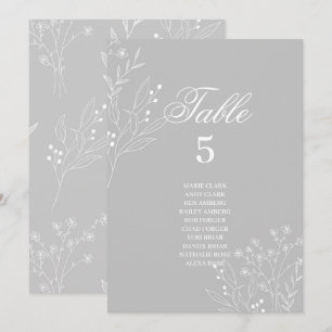 Silver White Corner Floral Boho Seating Charts Invitation