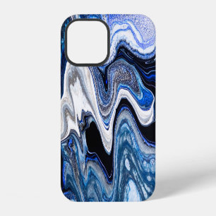 Silver white, deep sea marble texture. iPhone 12 case